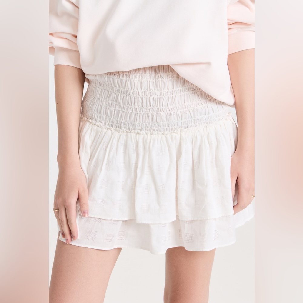 Madewell White Tiered Smocked Mini Skirt